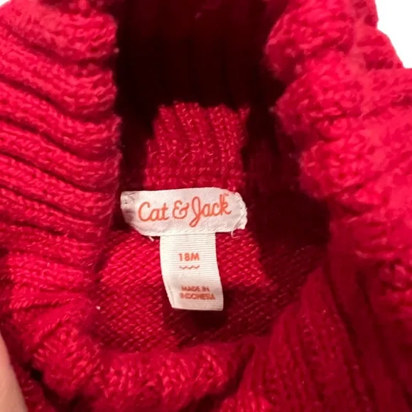 Cat and Jack toddler boys red sweater with button - Picture 2 of 3
